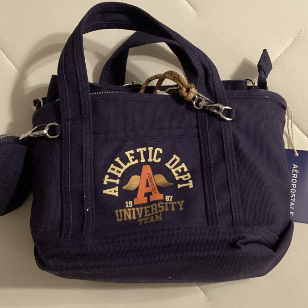 Aeropostale Navy Blue Athletic Dept. University Tote Shoulder Bag